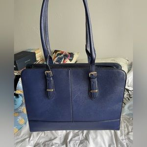 Blue laptop brief case